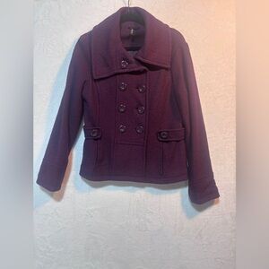 Ambition Women Woolen Deep Mauve purple double breasted trench waistcoat Medium